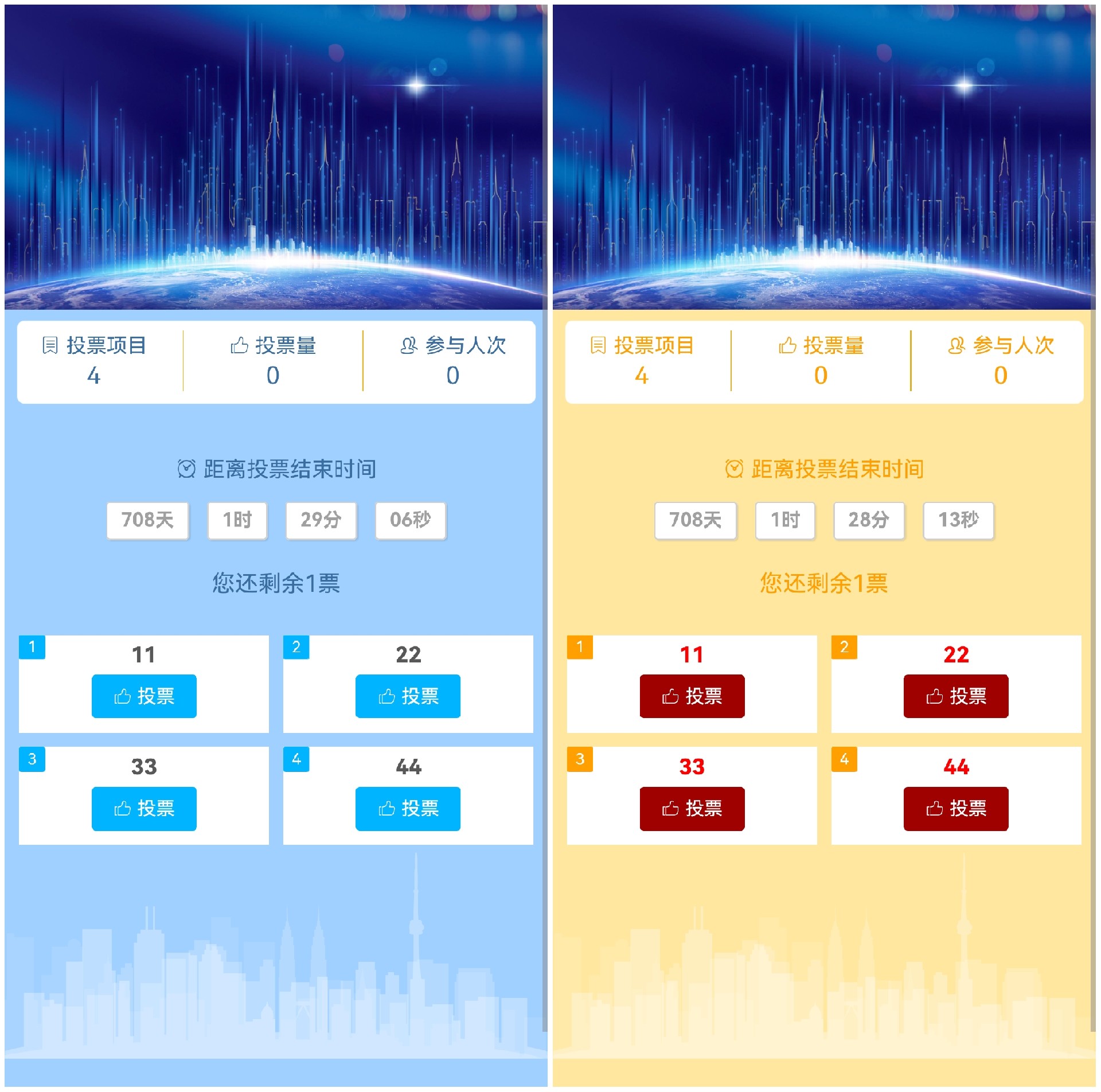 云互動(dòng)現(xiàn)場(chǎng)實(shí)時(shí)投票功能微信頁(yè)面新增自定義投票項(xiàng)目名稱、角標(biāo)背景以及投票按鈕顏色